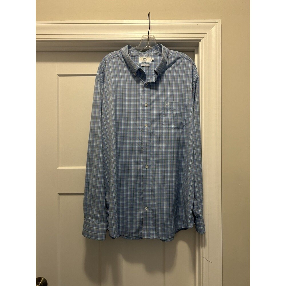 Southern Tide Men's Performance Plaid Long Sleeve Button Front Shirt Size 2X XXL
